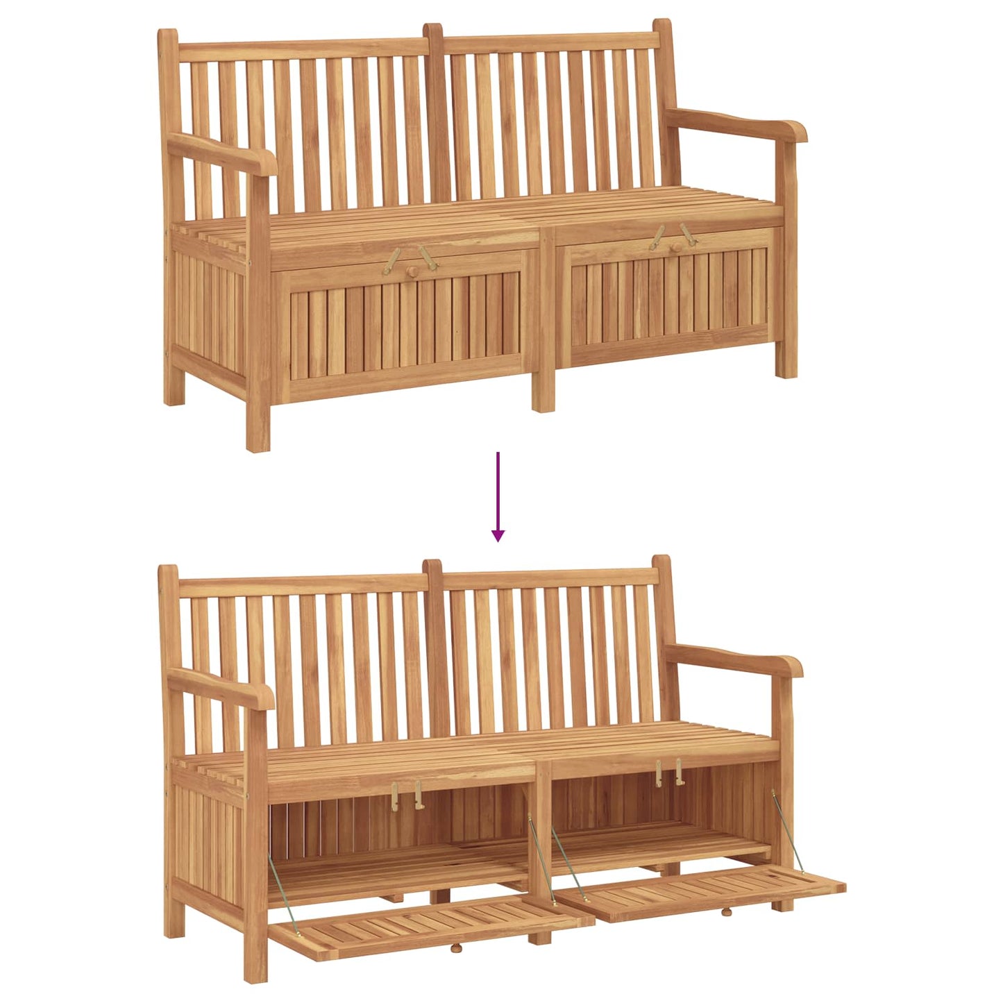 Havebænk med opbevaring med dør 150 x 60 x 90 cm Massiv Teaktræ