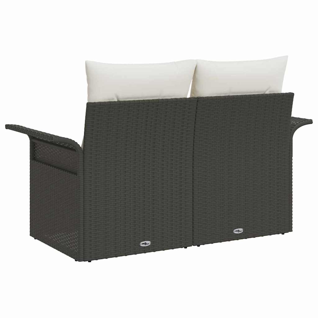 Havemøbelsofa med pude Sort 141 x 62 x 69cm polyrattan