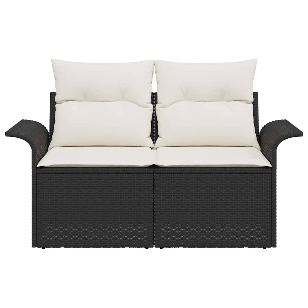 Havemøbelsofa med pude Sort 141 x 62 x 69cm polyrattan