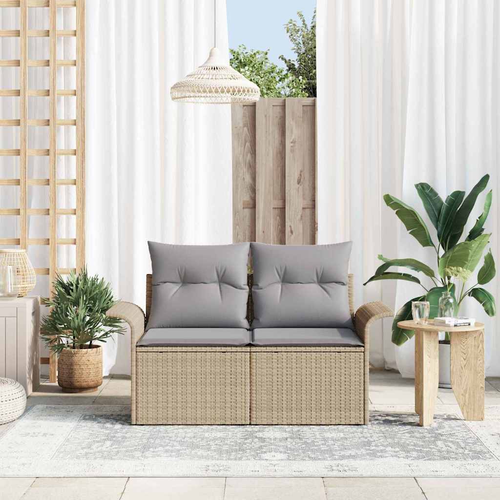 Havemøbelsofa med pude Beige 141 x 62 x 69cm polyrattan