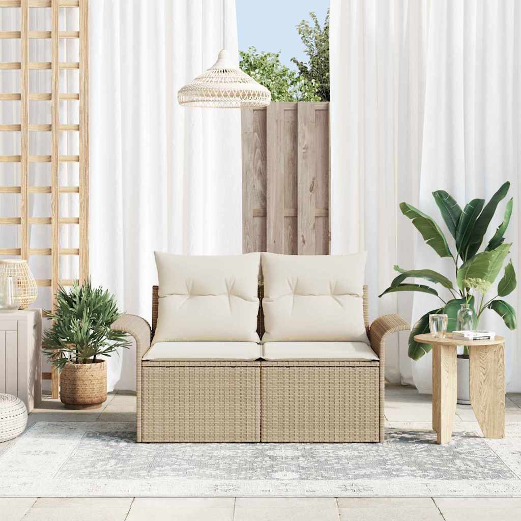 Havemøbelsofa med pude Beige 141 x 62 x 69cm polyrattan