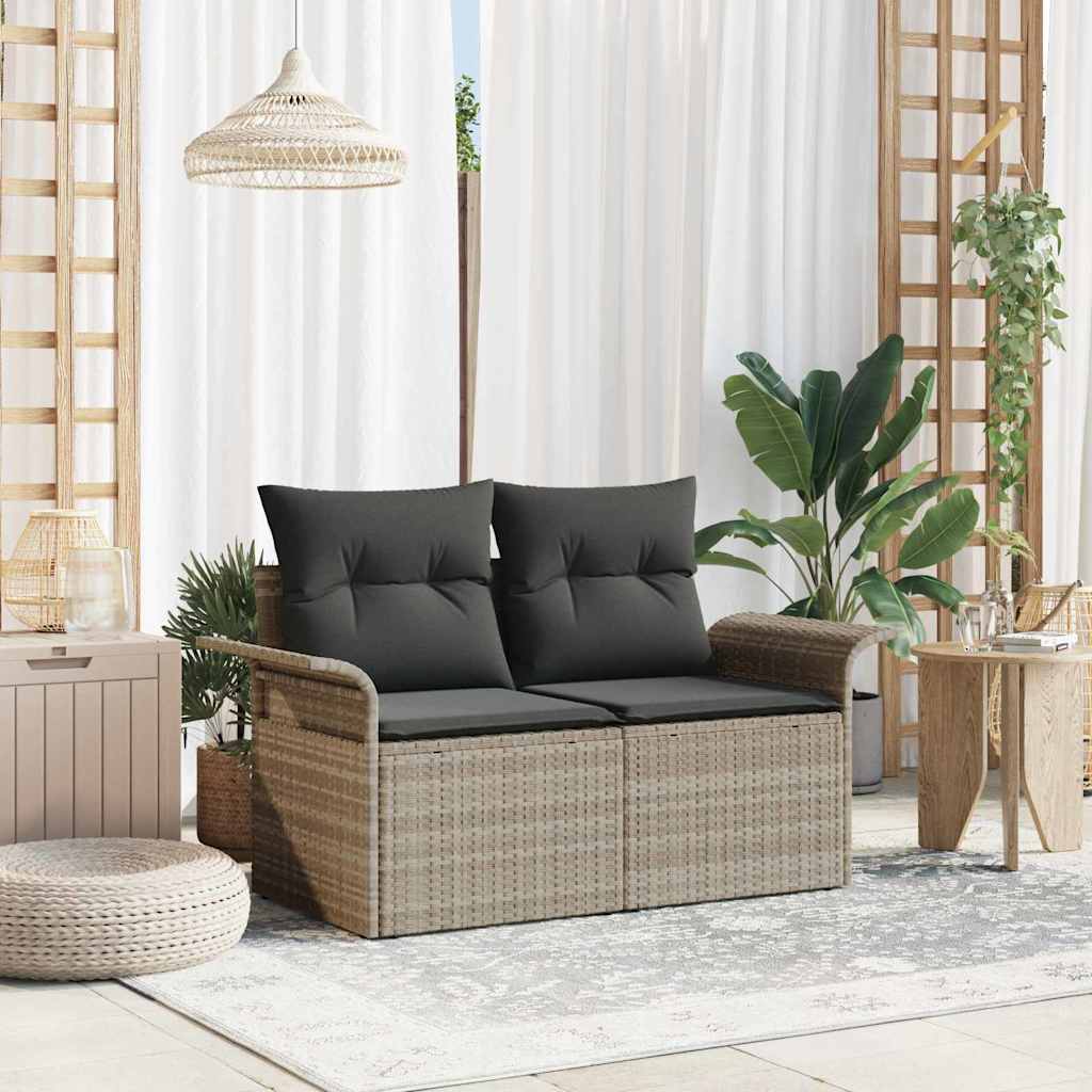 Havemøbelsofa med pude Lysegrå 141 x 62 x 69cm polyrattan