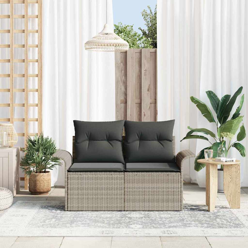 Havemøbelsofa med pude Lysegrå 141 x 62 x 69cm polyrattan