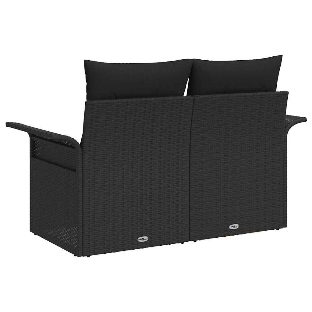 Havemøbelsofa med pude Sort 141 x 62 x 69cm polyrattan