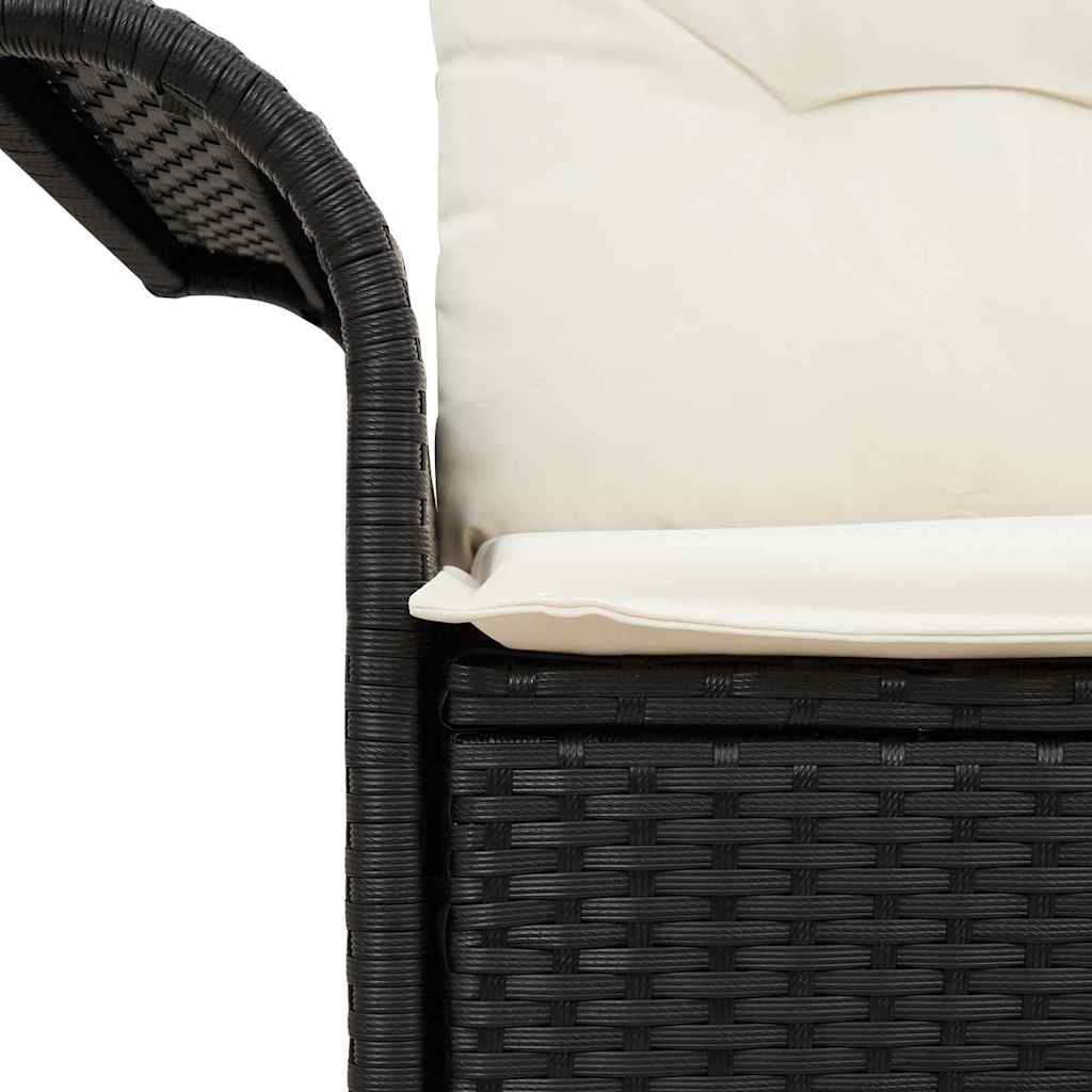 Havemøbelsofa med pude Sort 141 x 62 x 69cm polyrattan