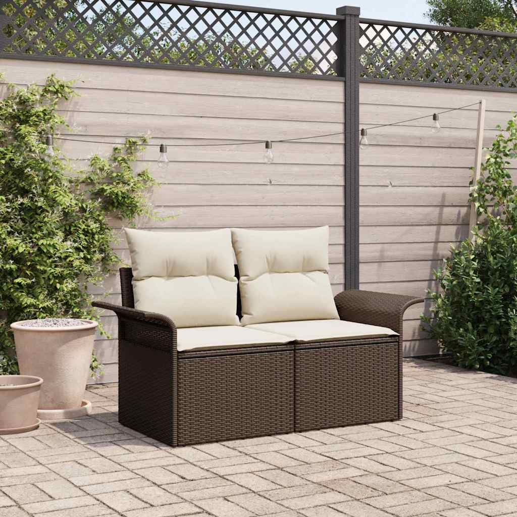 Havemøbelsofa med pude Brun 141 x 62 x 69cm polyrattan
