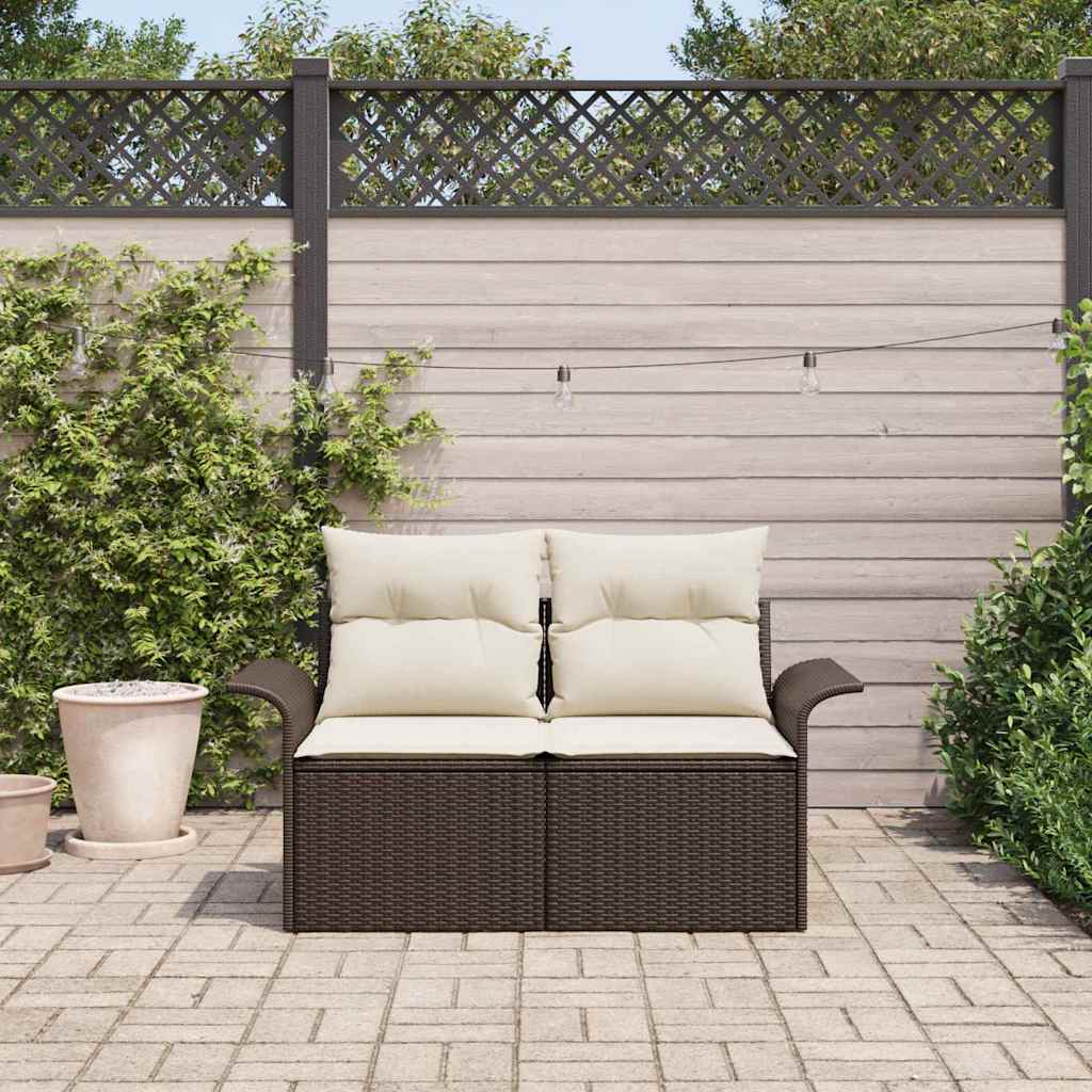 Havemøbelsofa med pude Brun 141 x 62 x 69cm polyrattan
