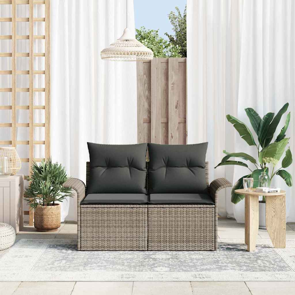 Havemøbelsofa med pude Grå 141 x 62 x 69cm polyrattan