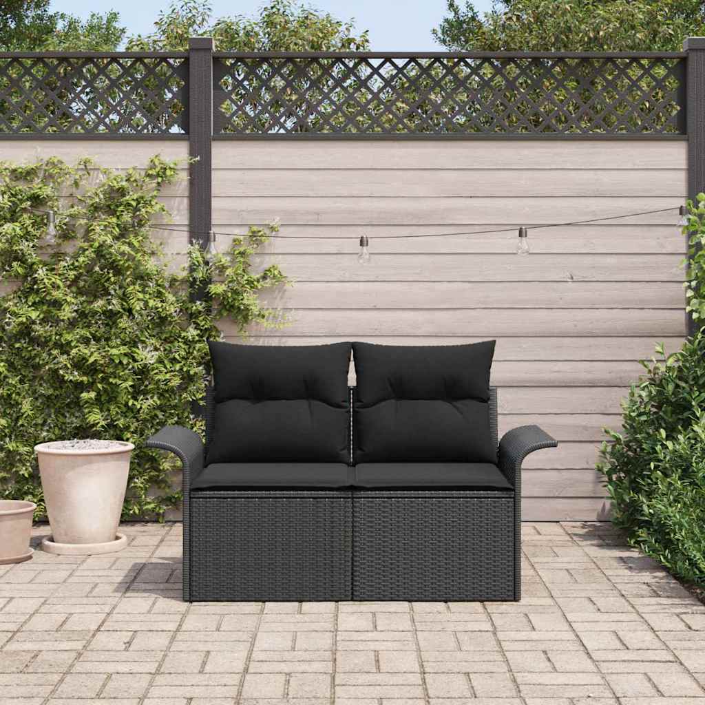 Havemøbelsofa med pude Sort 141 x 62 x 69cm polyrattan
