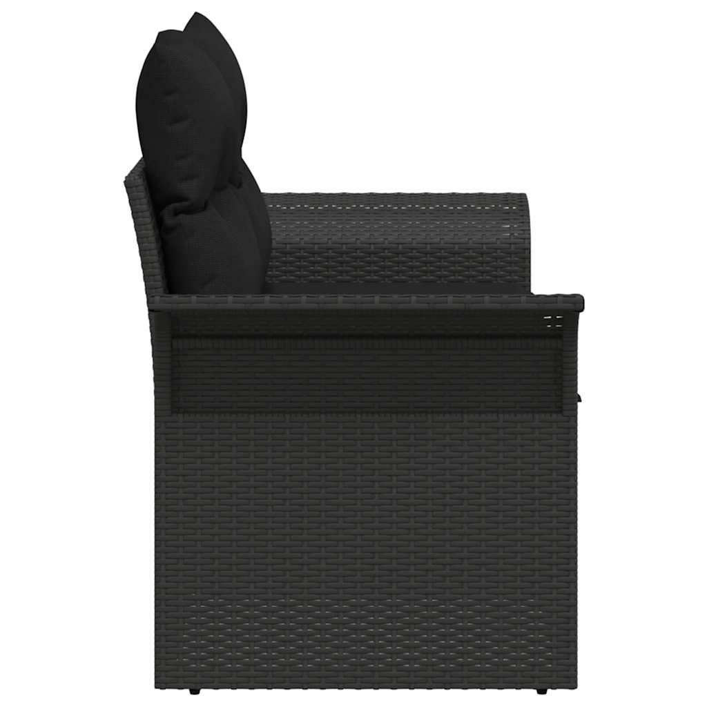 Havemøbelsofa med pude Sort 141 x 62 x 69cm polyrattan