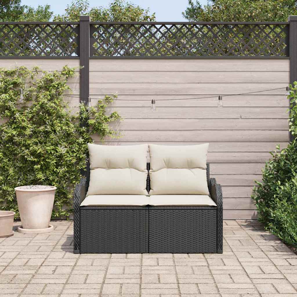 Havemøbelsofa med pude Sort 121 x 62 x 69cm polyrattan