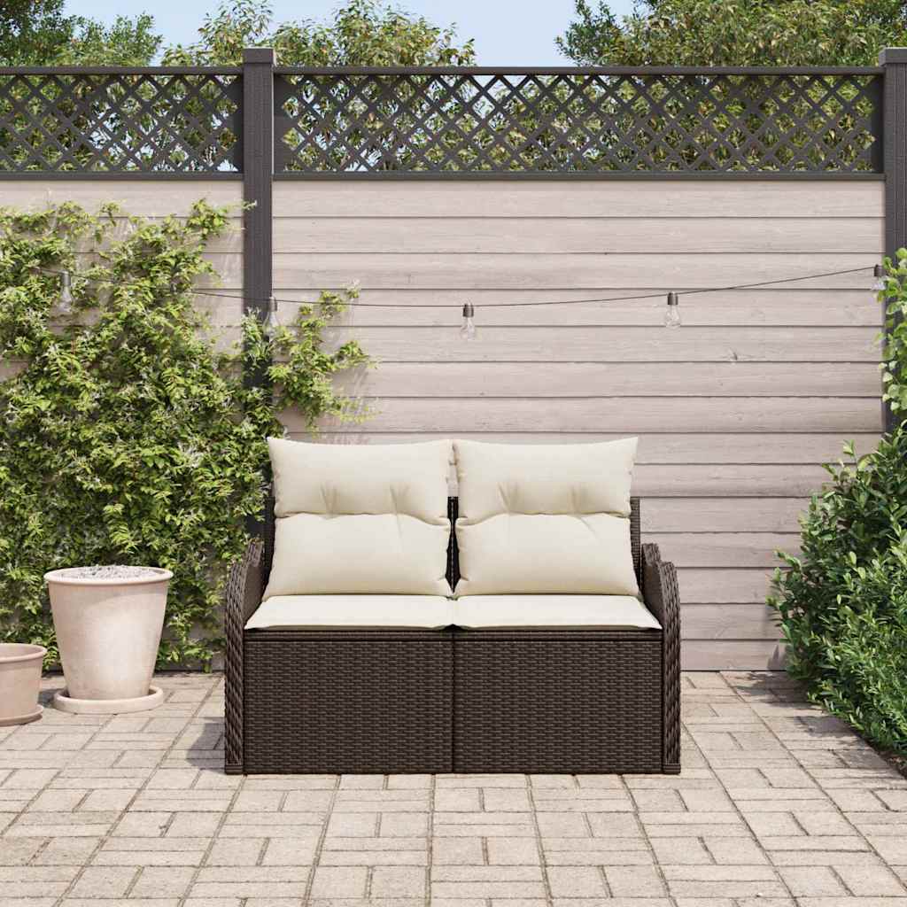 Havemøbelsofa med pude Brun 121 x 62 x 69cm polyrattan