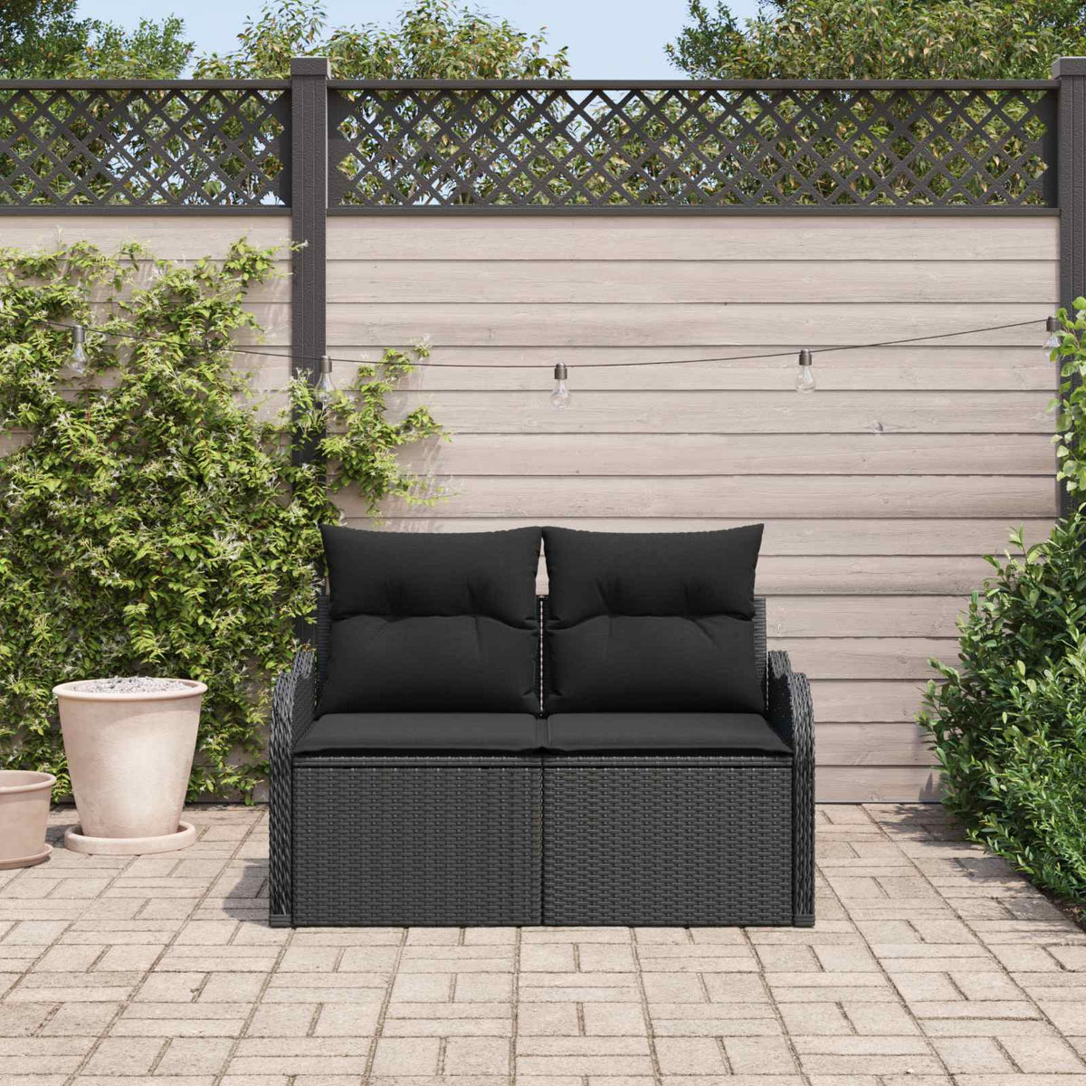 Havemøbelsofa med pude Sort 121 x 62 x 69cm polyrattan