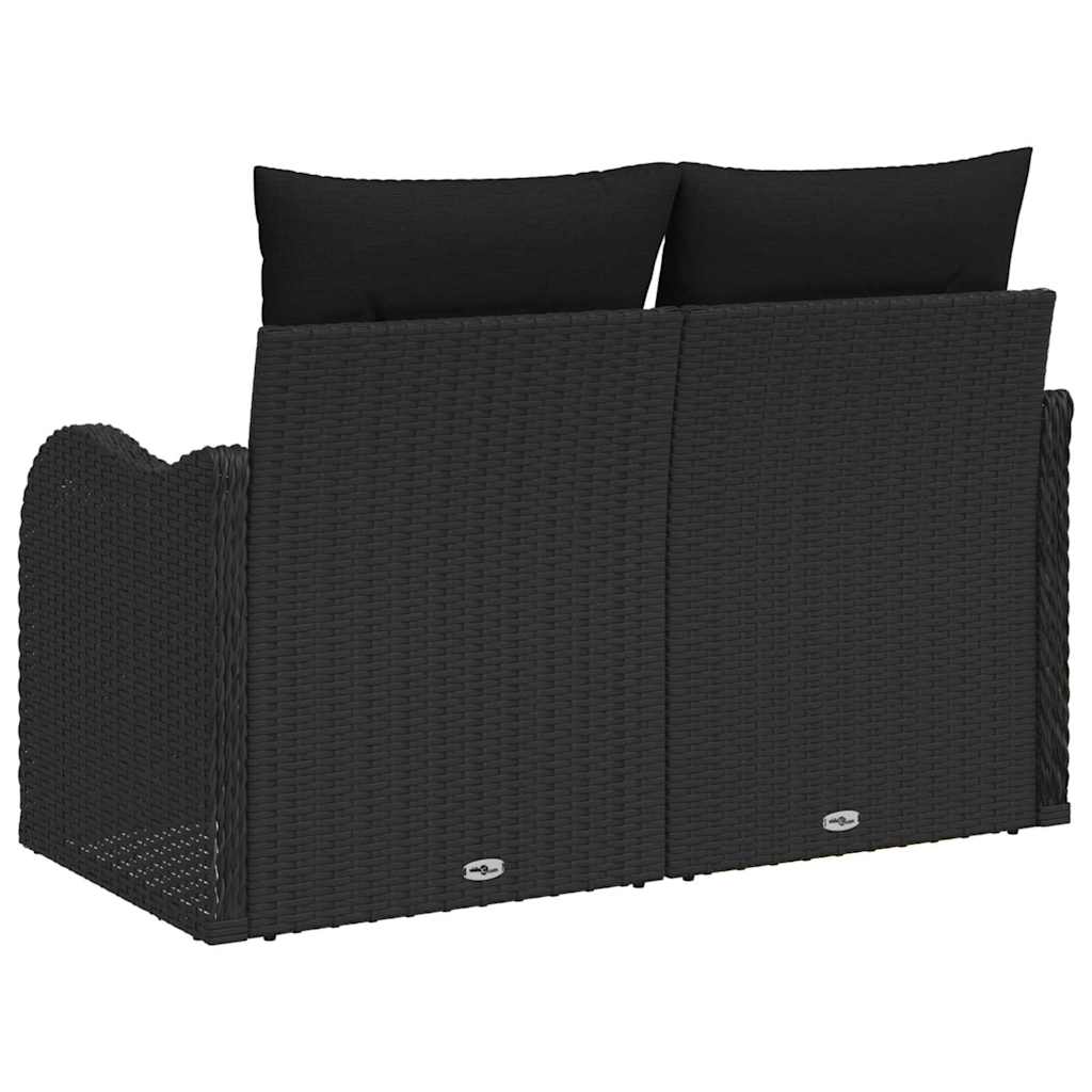 Havemøbelsofa med pude Sort 121 x 62 x 69cm polyrattan