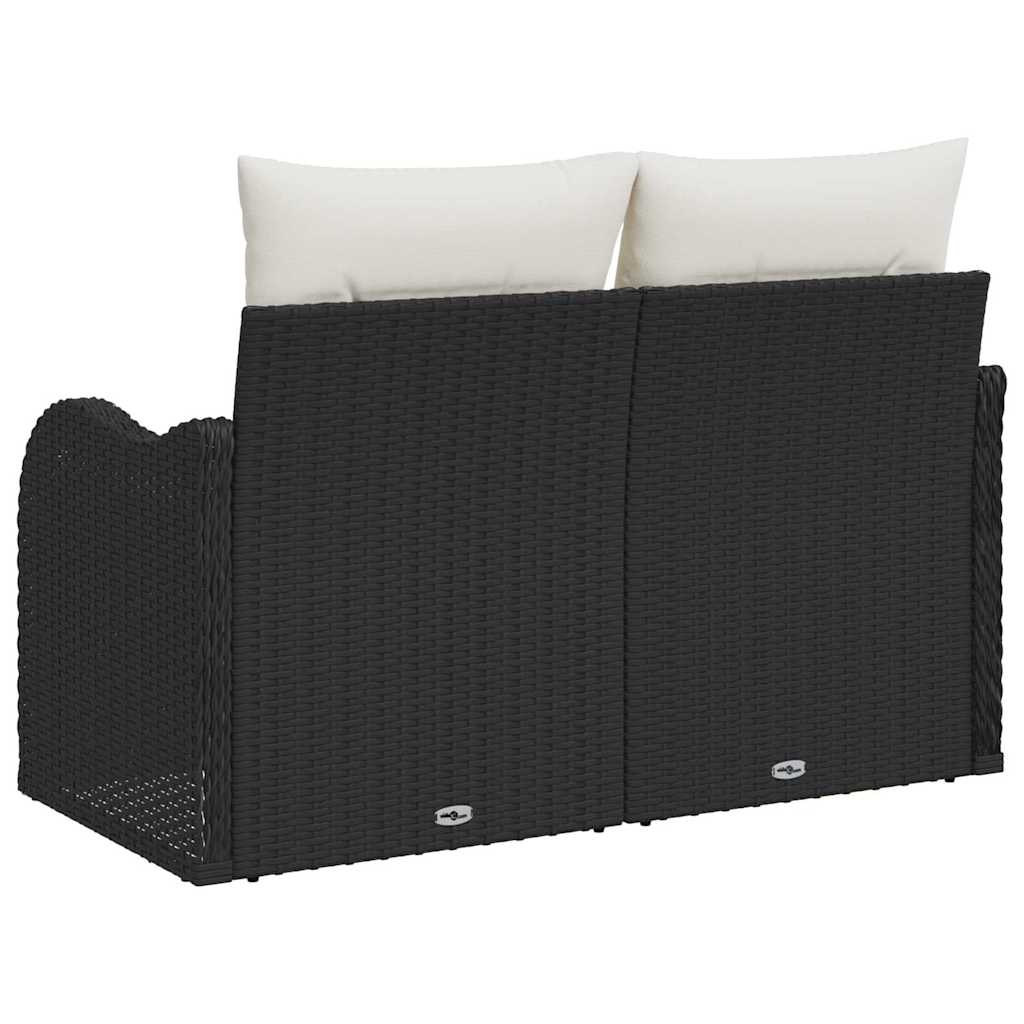 Havemøbelsofa med pude Sort 121 x 62 x 69cm polyrattan