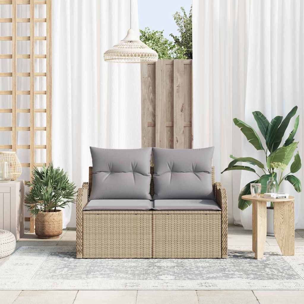 Havemøbelsofa med pude Beige 121 x 62 x 69cm polyrattan