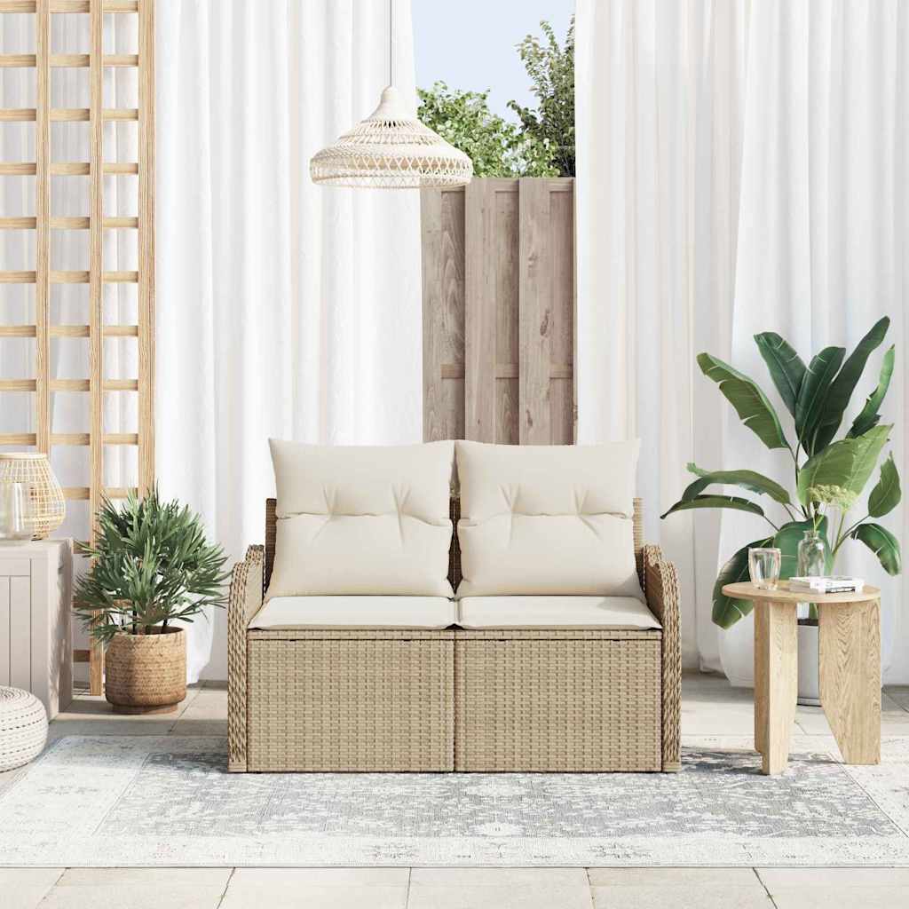 Havemøbelsofa med pude Beige 121 x 62 x 69cm polyrattan