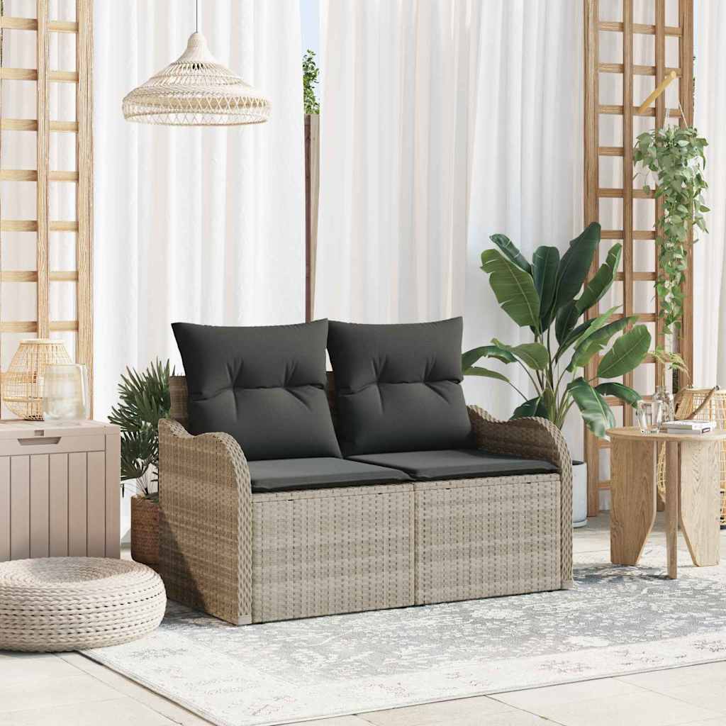 Havemøbelsofa med pude Lysegrå 121 x 62 x 69cm polyrattan