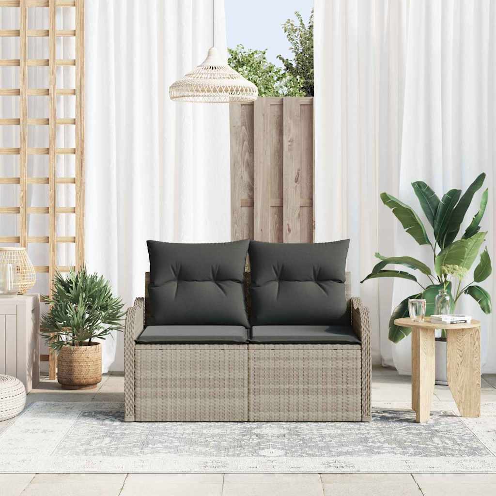 Havemøbelsofa med pude Lysegrå 121 x 62 x 69cm polyrattan