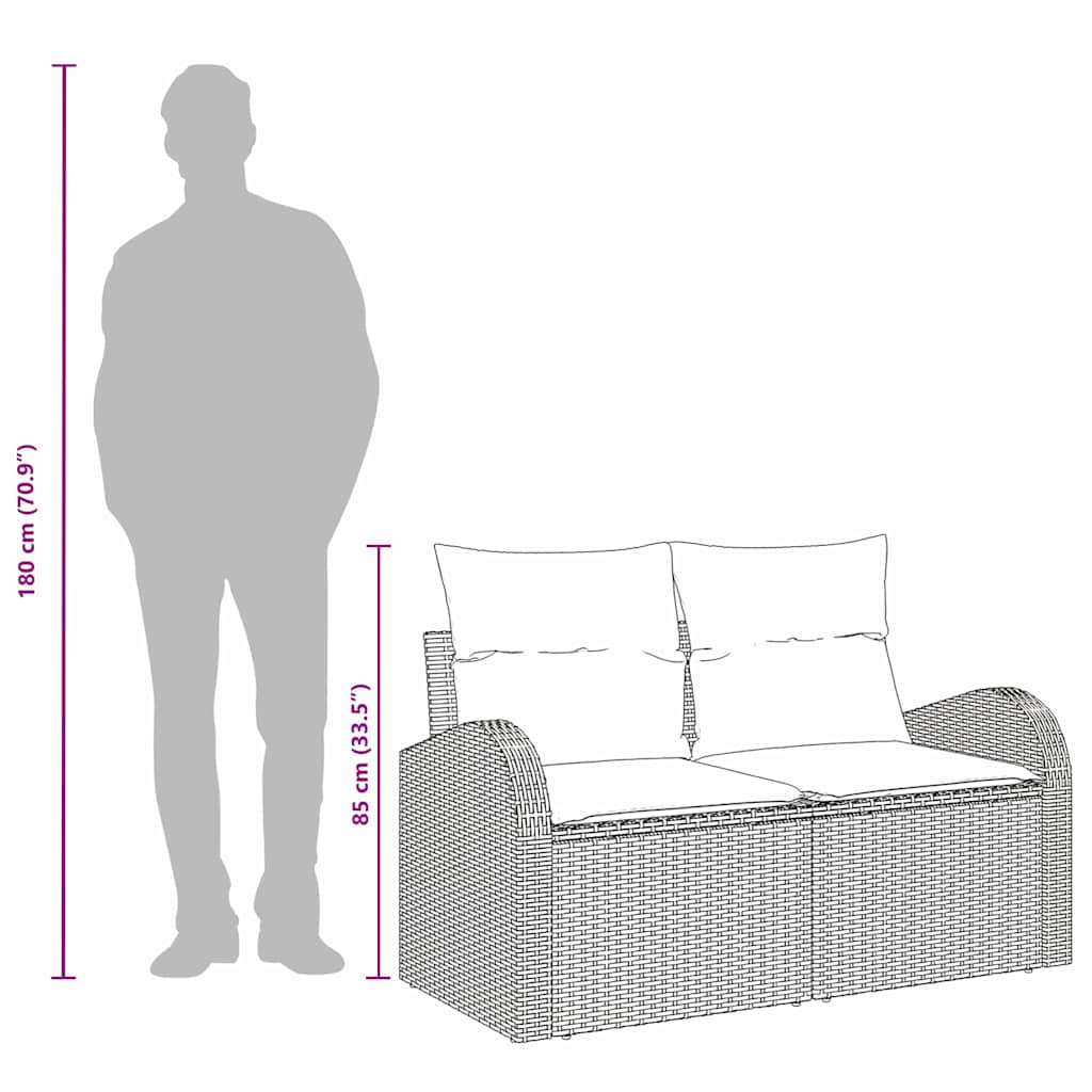Havemøbelsofa med pude Grå 124 x 62 x 69cm polyrattan