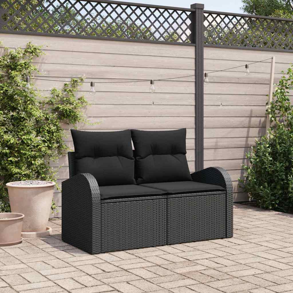 Havemøbelsofa med pude Sort 124 x 62 x 69cm polyrattan
