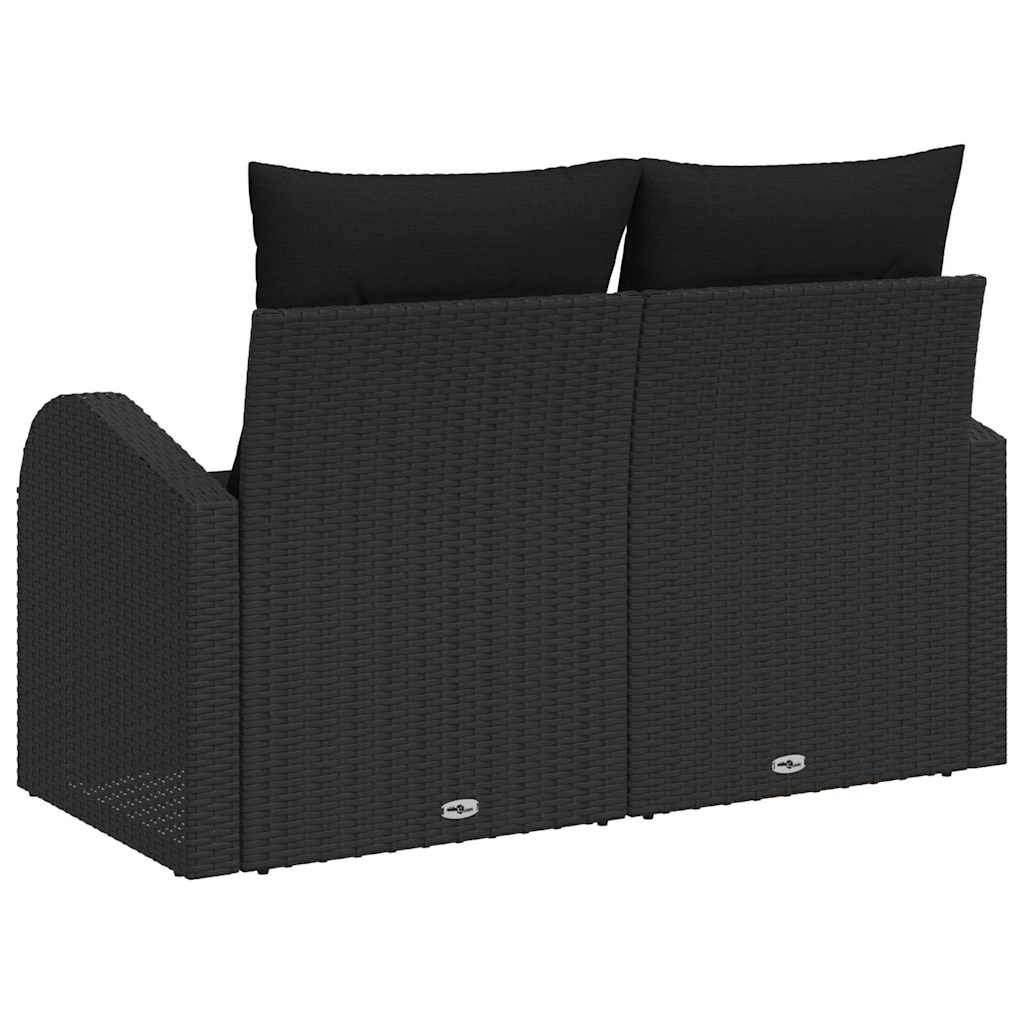 Havemøbelsofa med pude Sort 124 x 62 x 69cm polyrattan