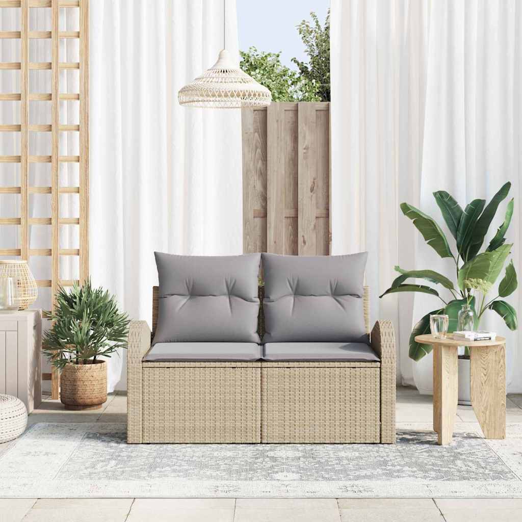 Havemøbelsofa med pude Beige 124 x 62 x 69cm polyrattan