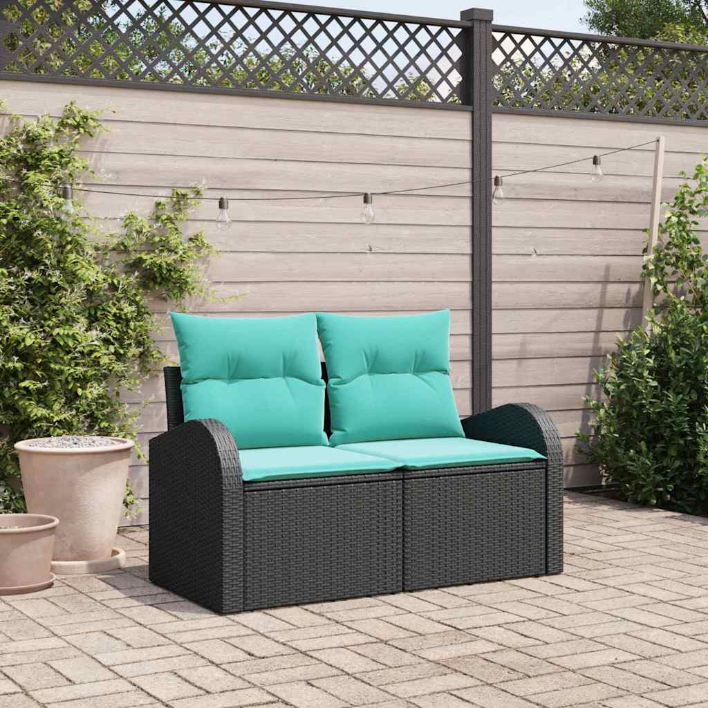 Havemøbelsofa Sort 124 x 62 x 85cm polyrattan