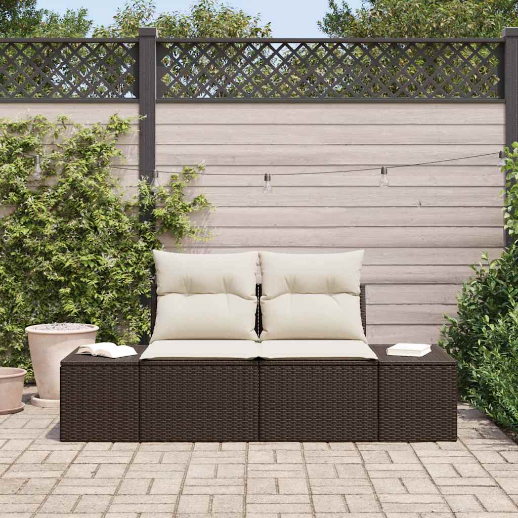 Havemøbelsofa med pude Brun 184 x 62 x 69 cm polyrattan