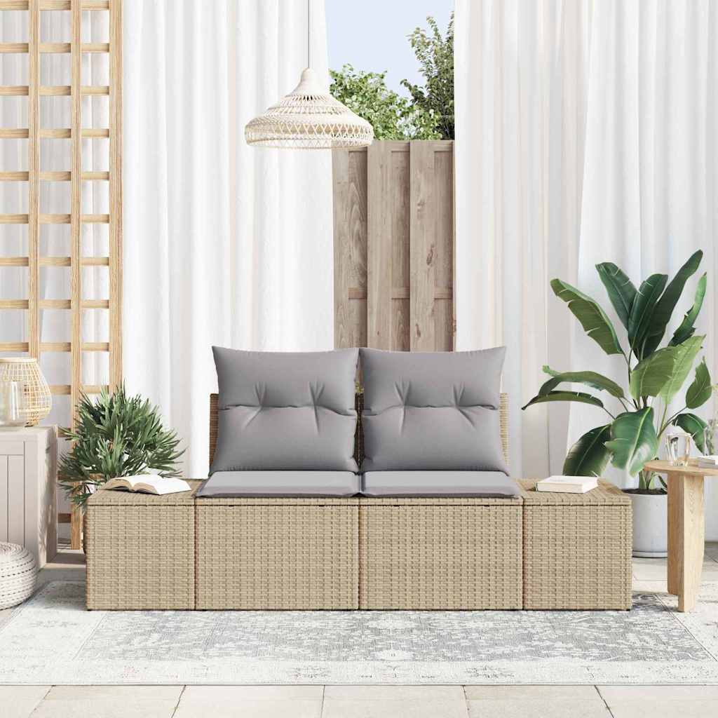 Havemøbelsofa med pude Beige 184 x 62 x 69 cm polyrattan