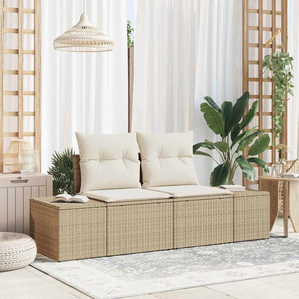 Havemøbelsofa med pude Beige 184 x 62 x 69 cm polyrattan