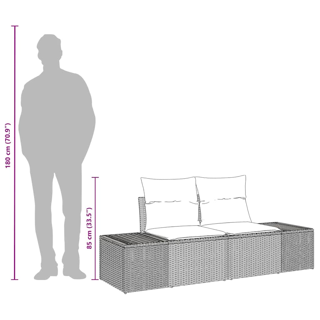 Havemøbelsofa med pude 184 x 62 x 69 cm polyrattan