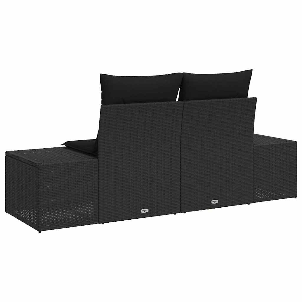 Havemøbelsofa med pude Sort 184 x 62 x 69 cm polyrattan