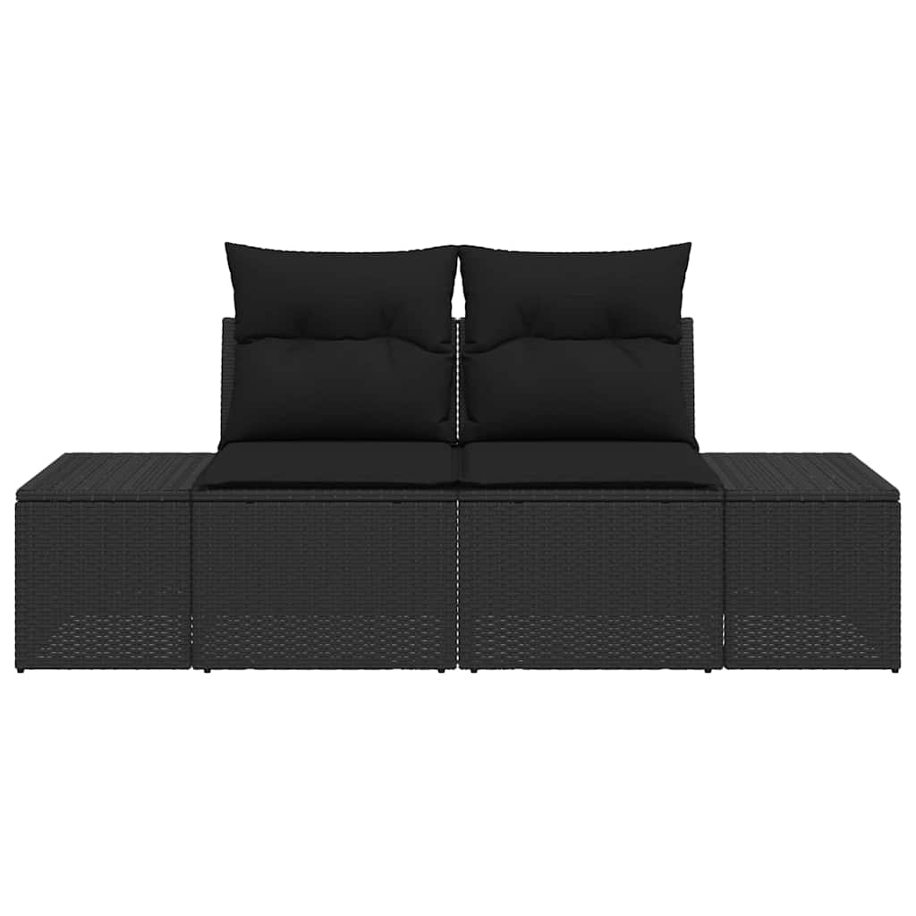 Havemøbelsofa med pude Sort 184 x 62 x 69 cm polyrattan
