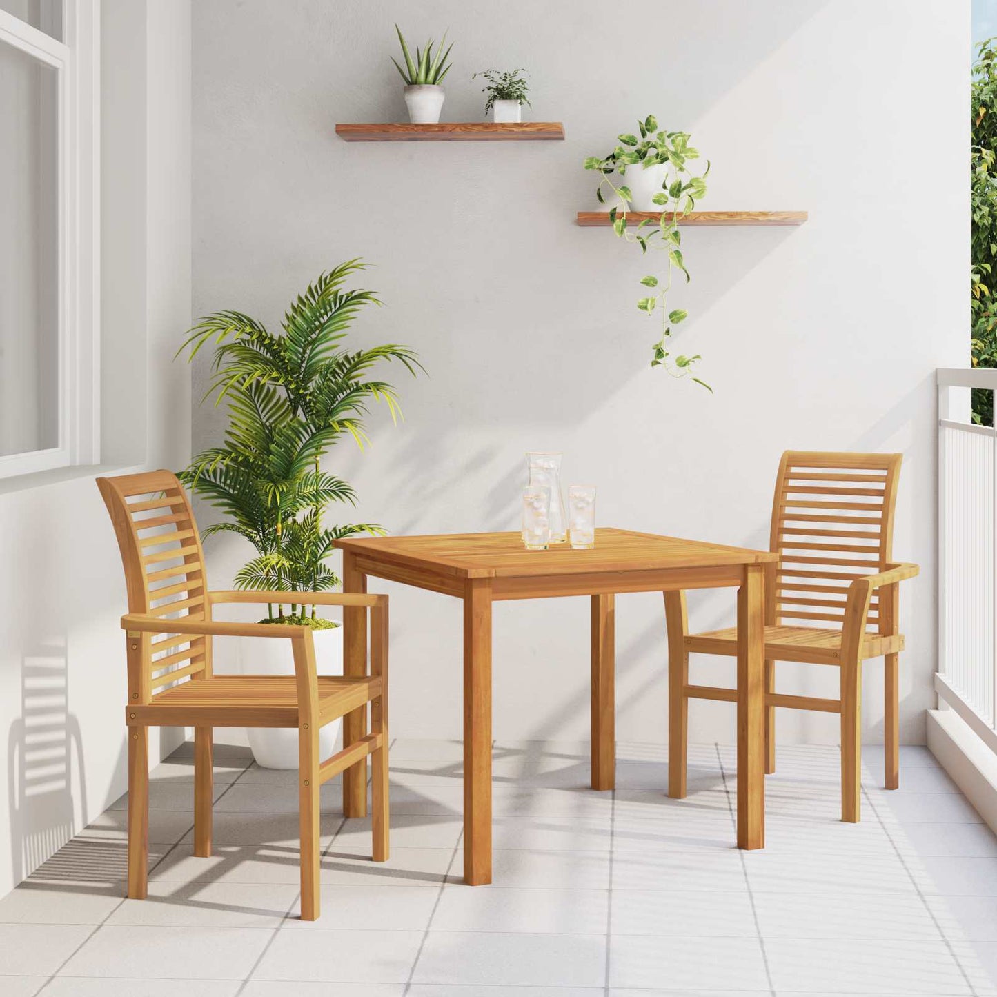 Spisestuestol 2 stk. Massiv Teaktræ Brun 62 x 55 x 94 cm