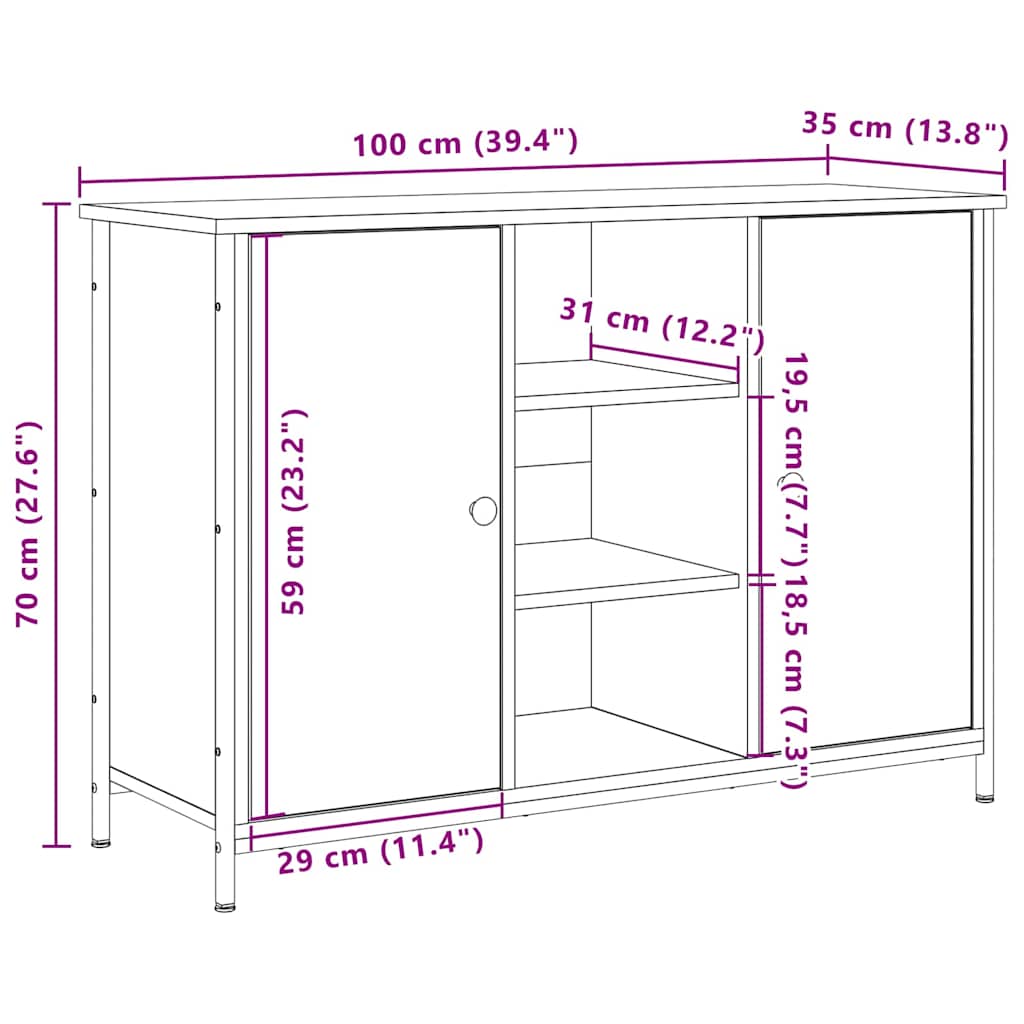 Sideboard Artisan Egetræ 100 x 35 x 70 cm