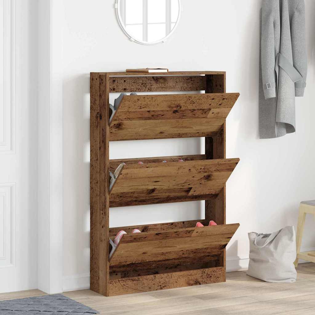 Sko skab 80 x 21 x 125,5 cm Konstrueret træ Gammelt træ