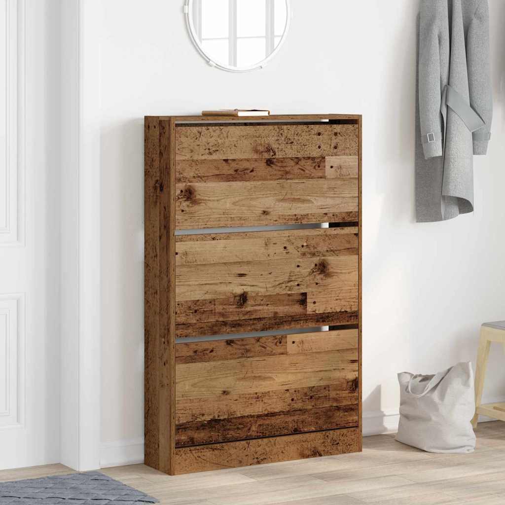 Sko skab 80 x 21 x 125,5 cm Konstrueret træ Gammelt træ