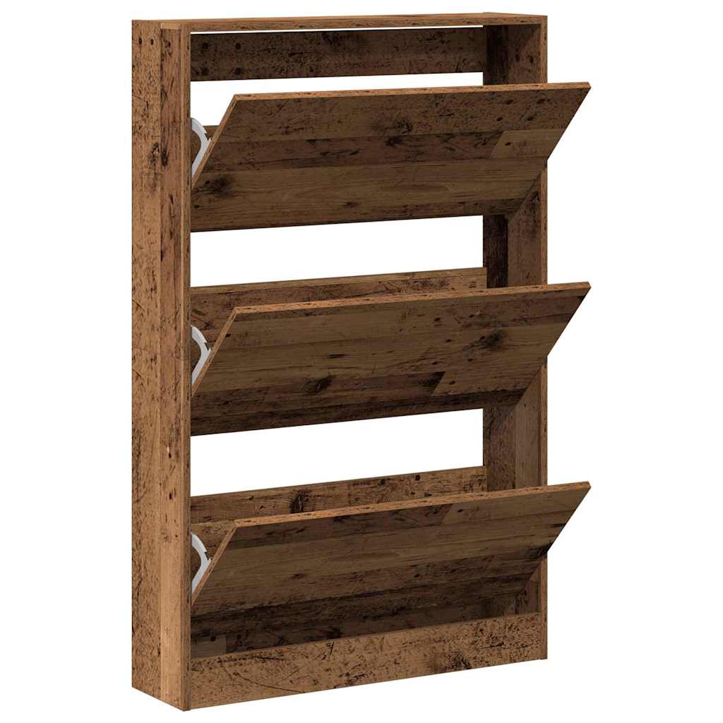 Sko skab 80 x 21 x 125,5 cm Konstrueret træ Gammelt træ
