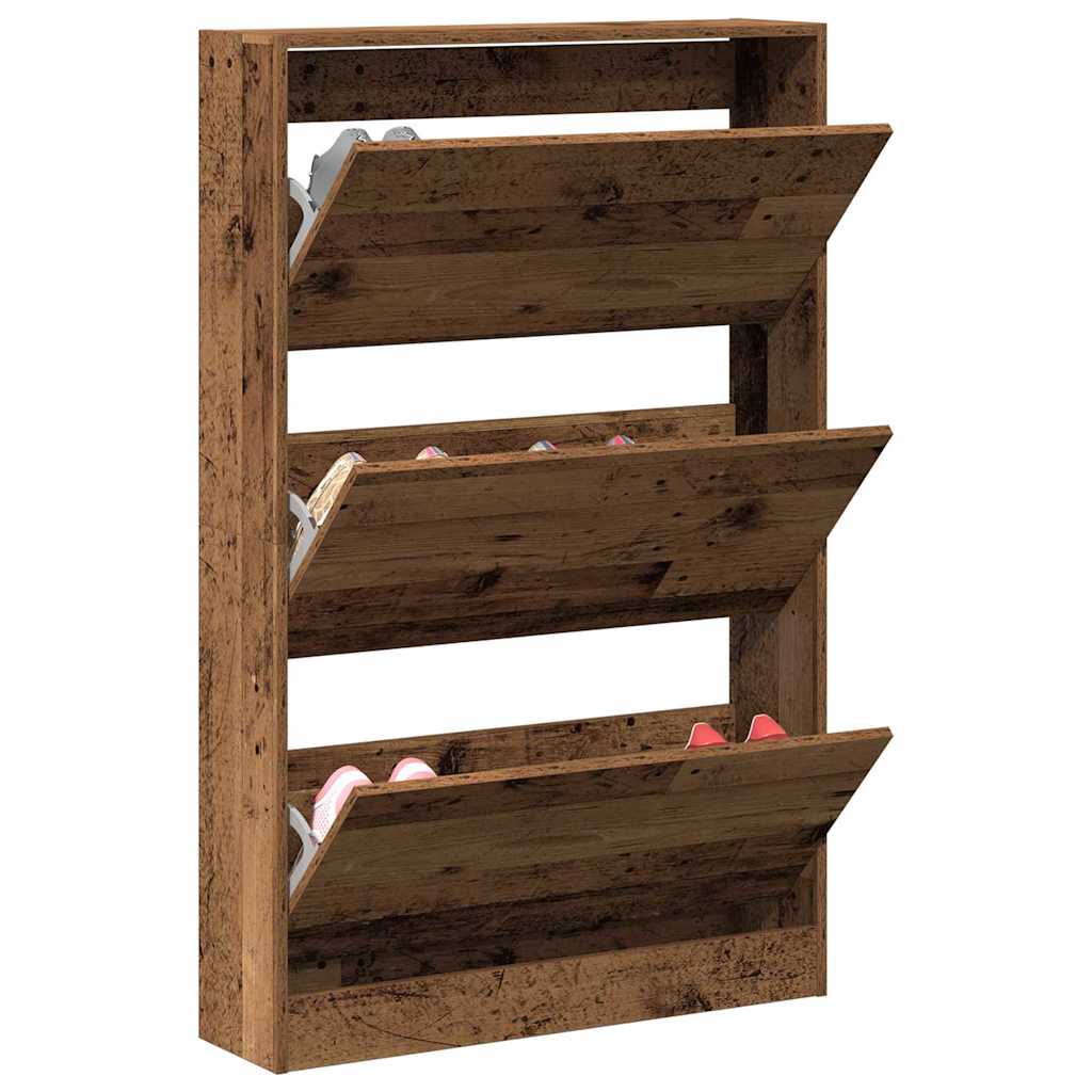 Sko skab 80 x 21 x 125,5 cm Konstrueret træ Gammelt træ