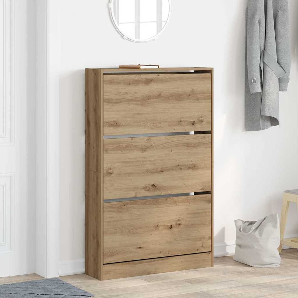 Sko skab 80 x 21 x 125,5 cm Konstrueret træ Artisan Egetræ