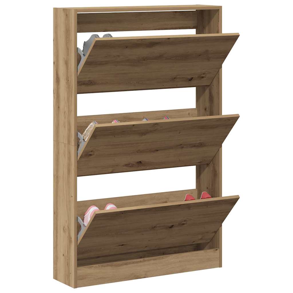 Sko skab 80 x 21 x 125,5 cm Konstrueret træ Artisan Egetræ