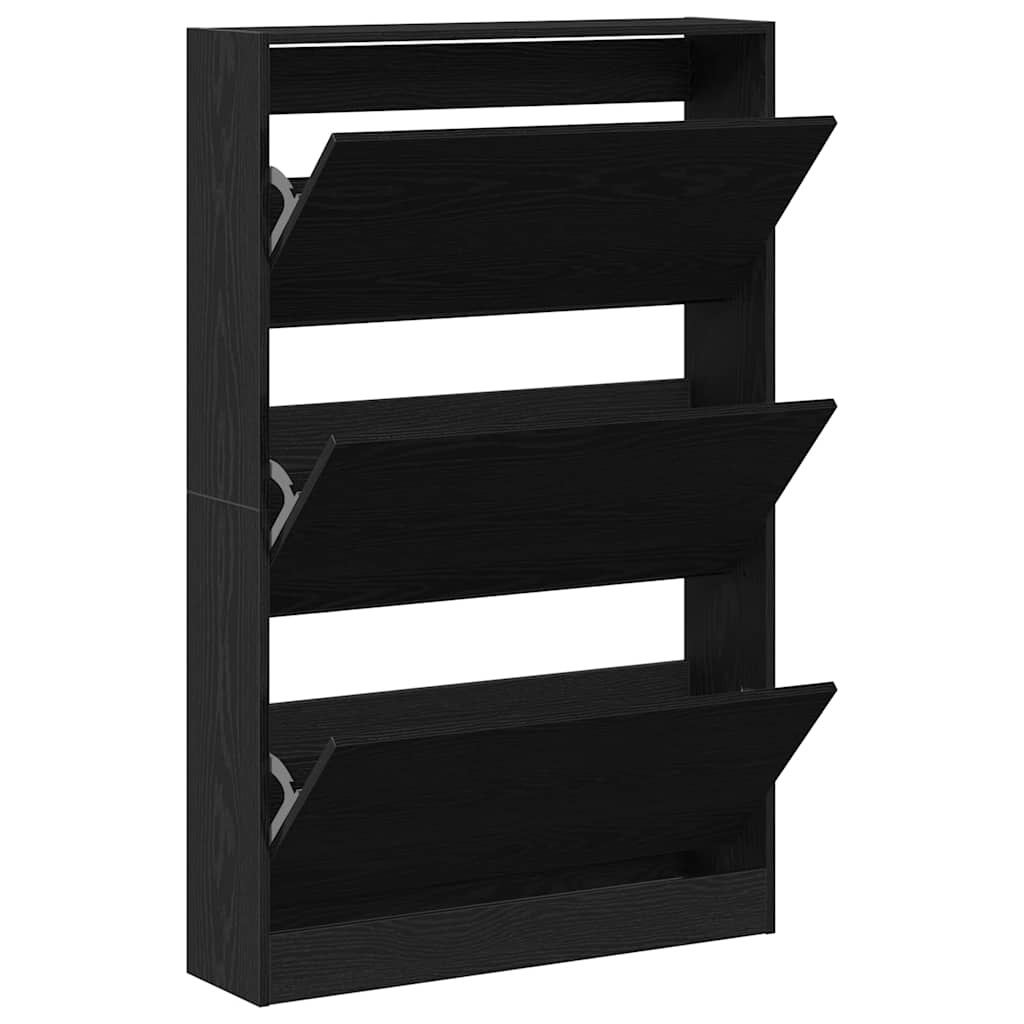 Sko skab 80 x 21 x 125,5 cm Konstrueret træ Sort eg