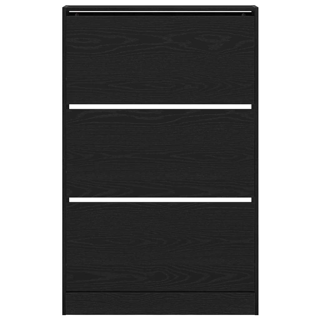 Sko skab 80 x 21 x 125,5 cm Konstrueret træ Sort eg