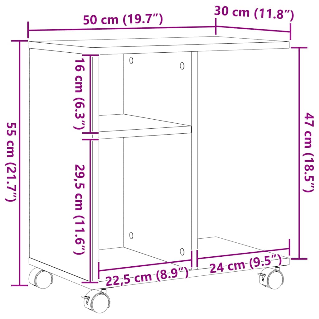 Sidebord artisan eg 50 x 30 x 55 cm Konstrueret træ