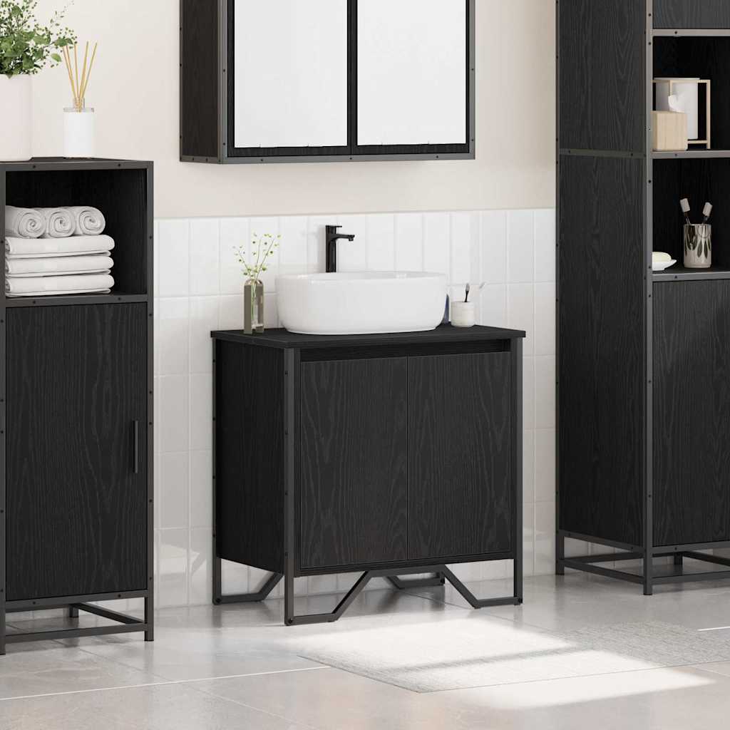 Badeværelsesskabsunder Sort eg 60 x 35 x 60 cm Konstrueret træ