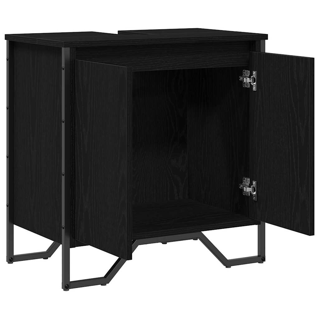 Badeværelsesskabsunder Sort eg 60 x 35 x 60 cm Konstrueret træ