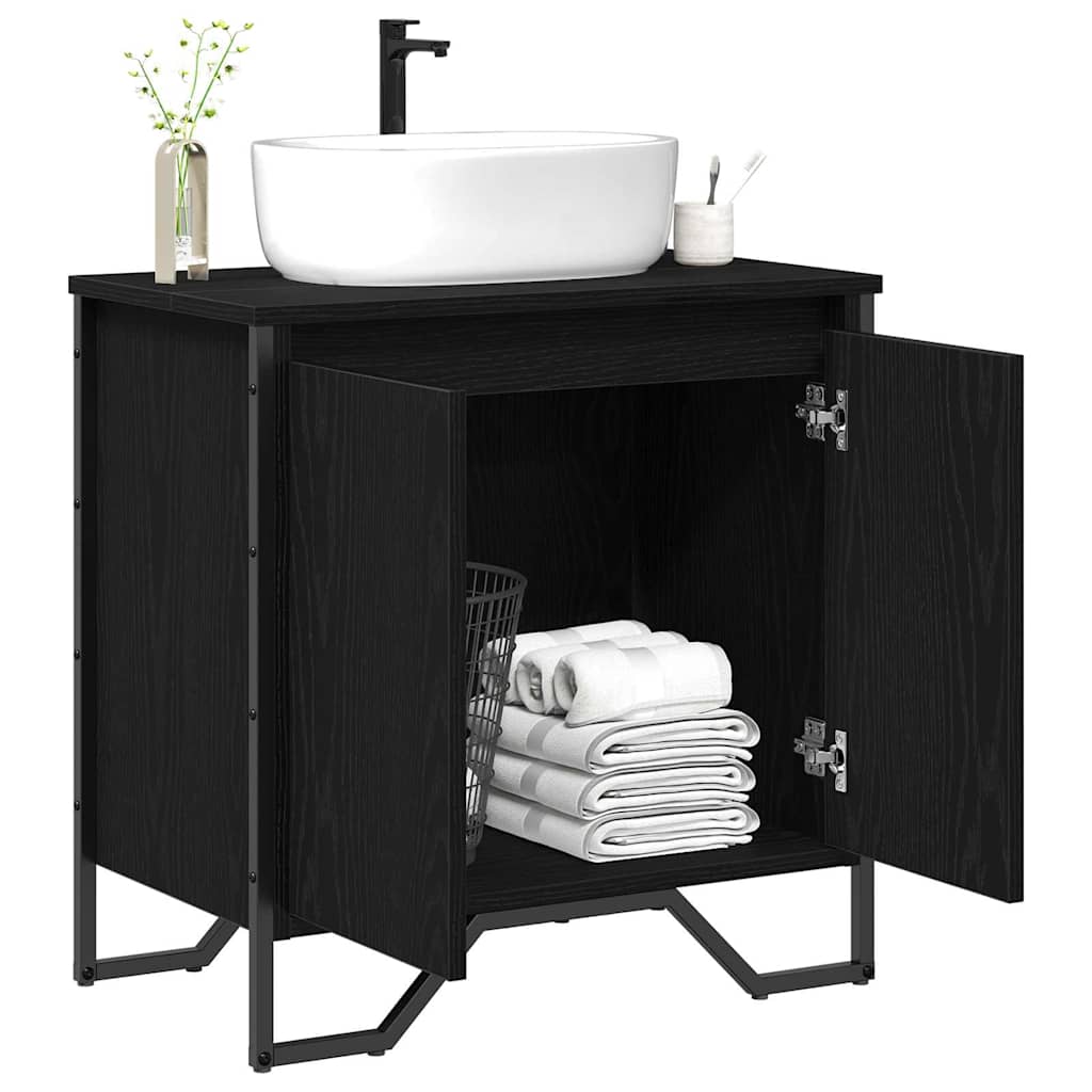 Badeværelsesskabsunder Sort eg 60 x 35 x 60 cm Konstrueret træ