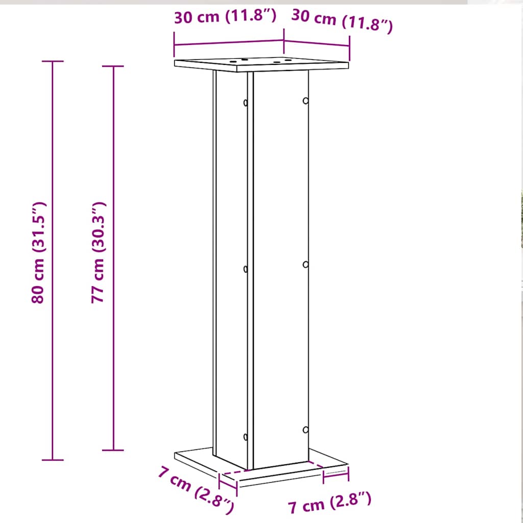 Planteholder 2 stk. Sort eg 30 x 30 x 80 cm Konstrueret træ