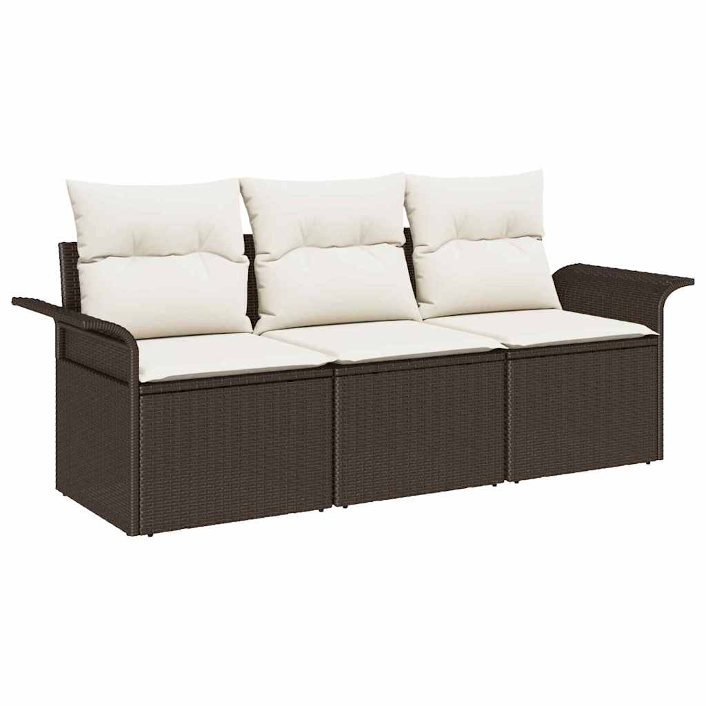 Sofa Sæt 3 stk. 3-Antal sæder Brun og Creme polyrattan